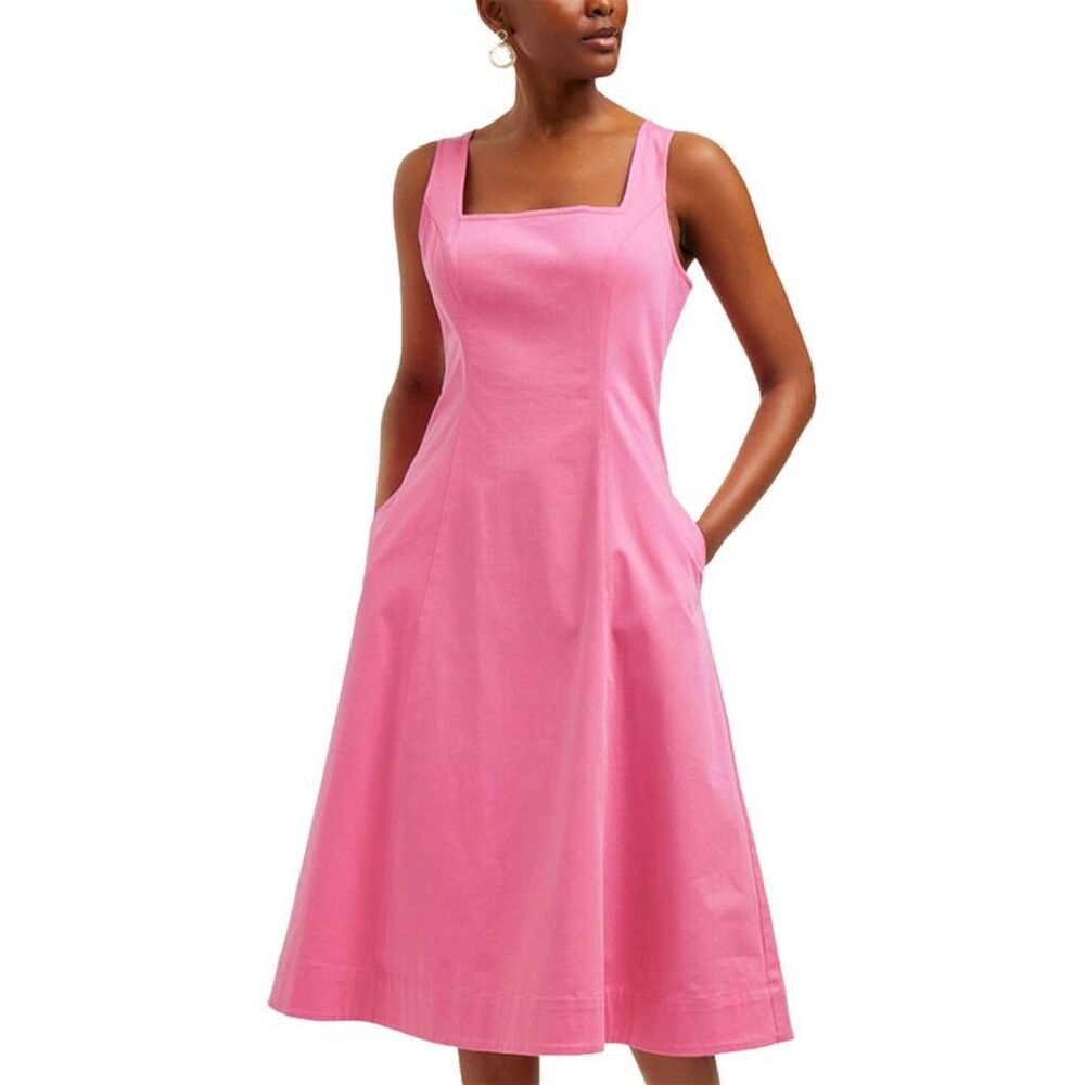 Draper James Vibrant Pink Sleeveless Midi Dress